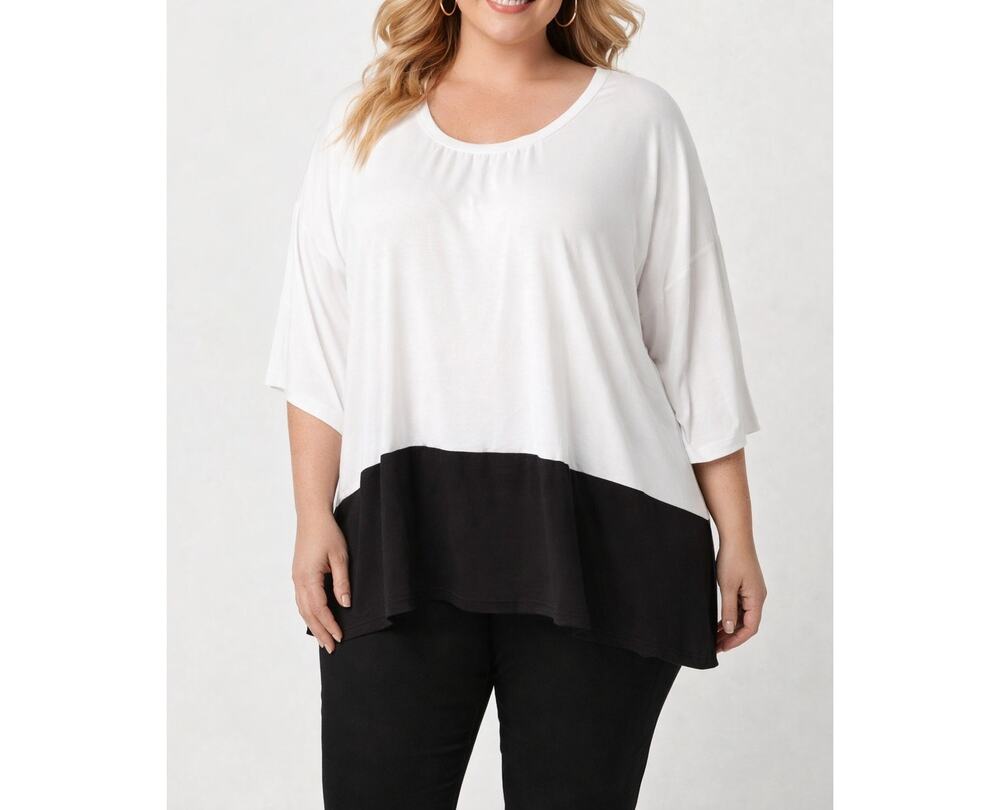New Lane Bryant Tee Short Sleeve Relaxed Fit T-Shirt White/Black 26/28